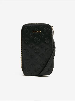 Černé dámské vzorované pouzdro na telefon Guess Double Phone Pouch