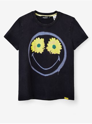 Černé dámské tričko Desigual Margarita Smiley