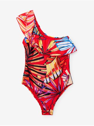 Červené dámske vzorované jednodielne plavky Desigual Medewi