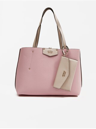Růžovo-béžová dámská oboustranná kabelka Guess Eco Brenton Tote