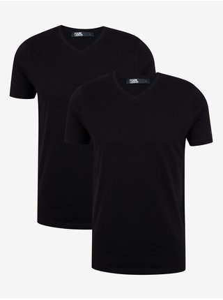 Súprava dvoch pánskych basic tričiek v čiernej farbe KARL LAGERFELD