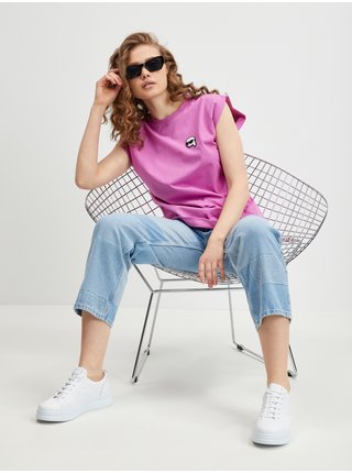 Růžové dámské tričko KARL LAGERFELD Ikonik