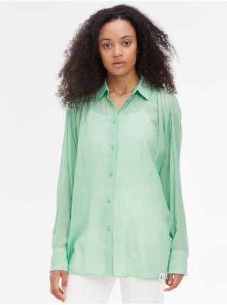Zelená dámská průsvitná košile Calvin Klein Jeans