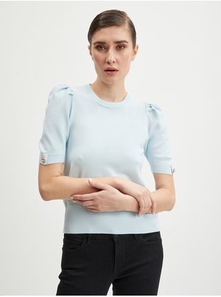 Svetlo modrý dámsky sveter s krátkym rukávom Guess Emma