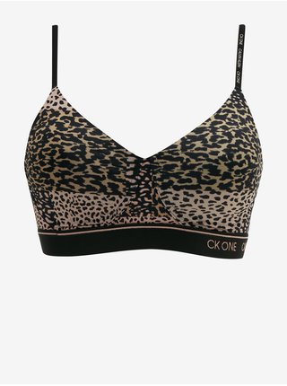 Hnědo-černá dámská podprsenka s leopardím vzorem Calvin Klein