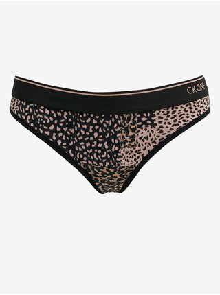 Hnědo-černé dámské tanga s leopardím vzorem Calvin Klein