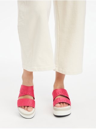 Tmavě růžové dámské pantofle na platformě Calvin Klein Jeans