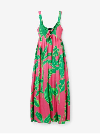 Zeleno-růžové dámské vzorované šaty Desigual Damila
