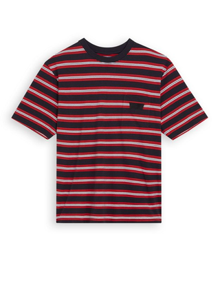 Čierne pánske pruhované tričko Levi's® Stay Loose Graphic PKT T Strip
