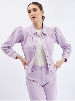 Světle fialová dámská džínová bunda s nabíranými rukávy ORSAY 
