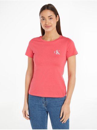 Sada dvou dámských triček v bílé a růžové barvě Calvin Klein Jeans 