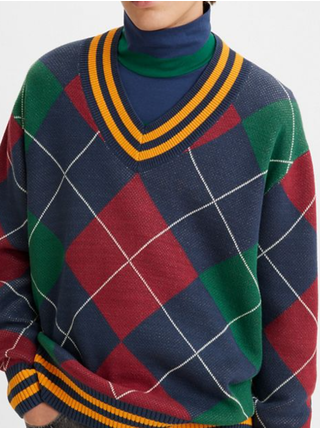 Zeleno-modrý pánský svetr Levi's® Stay Loose Vneck Sweater Athle