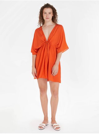 Oranžové dámské šaty Tommy Hilfiger Cover Up Short Dress SS