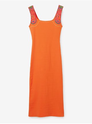 Oranžové dámské šaty Desigual Logo