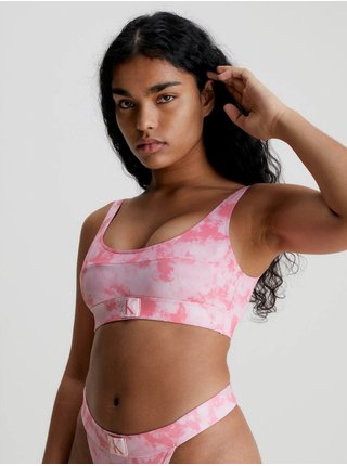 Ružový dámsky vzorovaný horný diel plaviek Calvin Klein Underwear