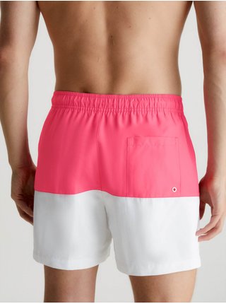 Bílo-růžové pánské plavky Calvin Klein Underwear Intense Power-Medium Drawstring-Block 