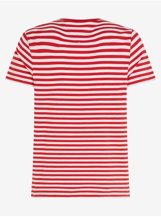 Bílo-červené pánské pruhované tričko Tommy Hilfiger Stretch Slim Fit Tee 