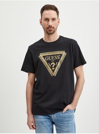 Černé pánské tričko Guess Chain Logo