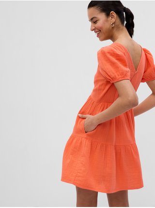 Oranžové dámské šaty Mini šaty s rukávem GAP
