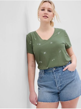 Zelené dámské květované tričko GAP  