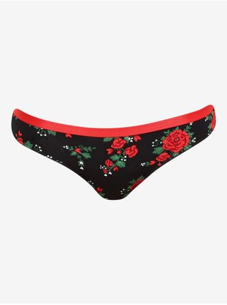 Červeno-černé dámské veselé kalhotky Dedoles Růže