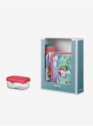 Sada termolahve, boxu na svačinu a malého boxu s vidličkou pro děti v tyrkysové a růžové barvě Mepal Campus Unicorn 