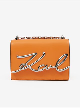 Oranžová dámská kožená crossbody kabelka KARL LAGERFELD Signature
