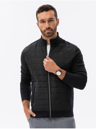Černá pánská lehká bunda s prošívanou přední částí Ombre Clothing V2  