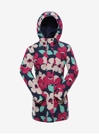 Modro-růžový holčičí květovaný kabát NAX Godoro 