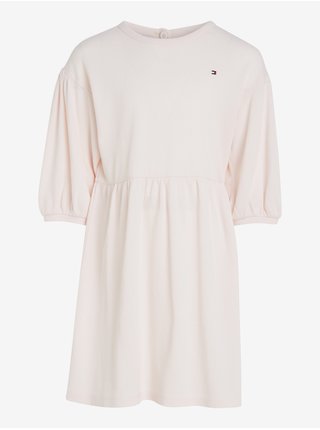 Světle růžové holčičí šaty Tommy Hilfiger Structured Knit Dress
