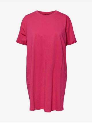 Tmavě růžové dámské basic šaty Pieces Ria
