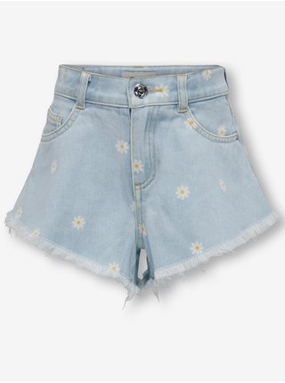 Světle modré holčičí květované džínové kraťasy ONLY Chiara