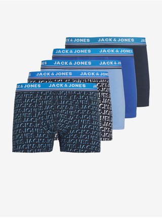 Sada pěti pánských boxerek v modré barvě Jack & Jones Tockton