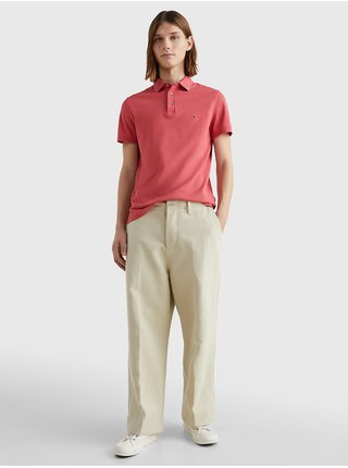 Tmavě růžové pánské polo tričko Tommy Hilfiger 1985 Slim Polo 