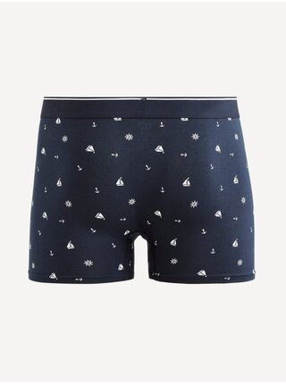 Tmavě modré pánské vzorované boxerky Celio Mitch 