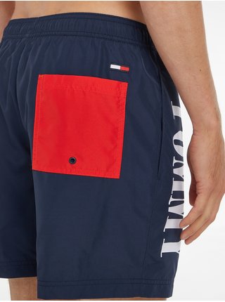 Tmavě modro-červené pánské plavky Tommy Hilfiger Underwear Medium Drawstring Colorblock