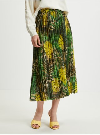 Zelená dámska vzorovaná plisovaná midi sukňa Guess Abel