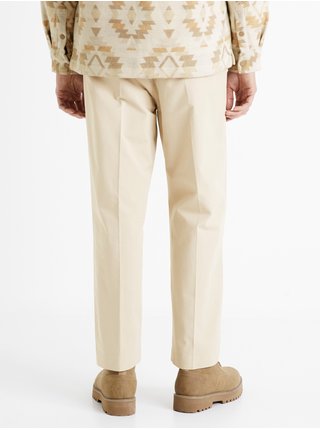 Krémové pánské bavlněné kalhoty Celio Donathan 