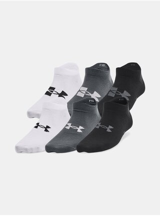 Sada tří párů klučičích ponožek v bílé, šedé a černé barvě Under Armour UA Yth Essential No Show 6pk  