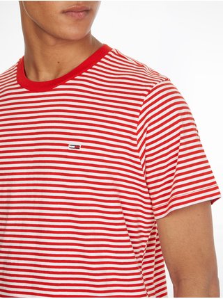 Bílo-červené pruhované tričko Tommy Jeans Classics 