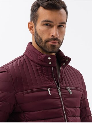 Ľahké bundy pre mužov Ombre Clothing - vínová