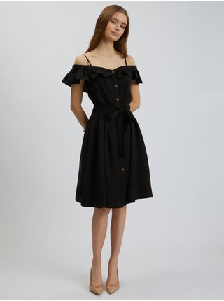 Černé dámské šaty s příměsí lnu ORSAY