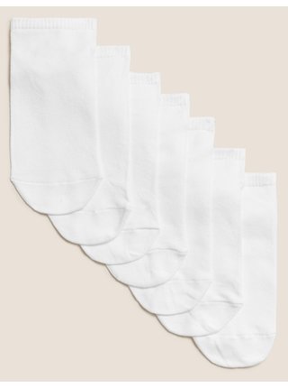 Sada sedmi párů dětských nízkých ponožek v bílé barvě Marks & Spencer   