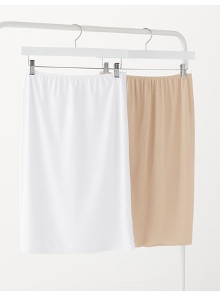 Sada dvou dámských spodniček pod sukni v béžové a bílé barvě Marks & Spencer  