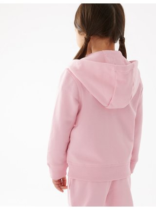 Růžová holčičí basic mikina na zip s kapucí Marks & Spencer 