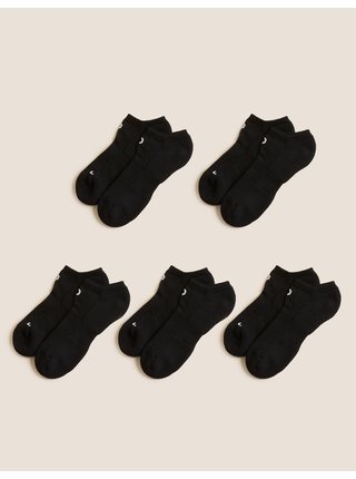Sada pěti párů dámských sportovních ponožek v černé barvě Marks & Spencer Trainer Liners™ 