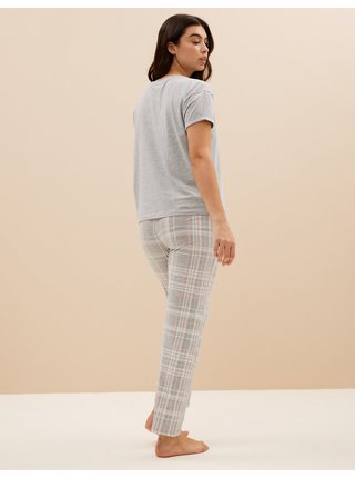 Šedé dámské kostkované pyžamo Marks & Spencer    