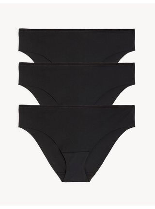 Sada tří dámských brazilských bezešvých kalhotek v černé barvě Marks & Spencer   