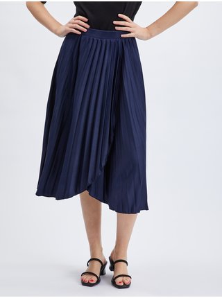 Tmavomodrá dámska plisovaná midi sukňa ORSAY