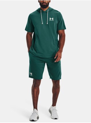 Tmavě zelené sportovní kraťasy Under Armour UA RIVAL TERRY SHORT   